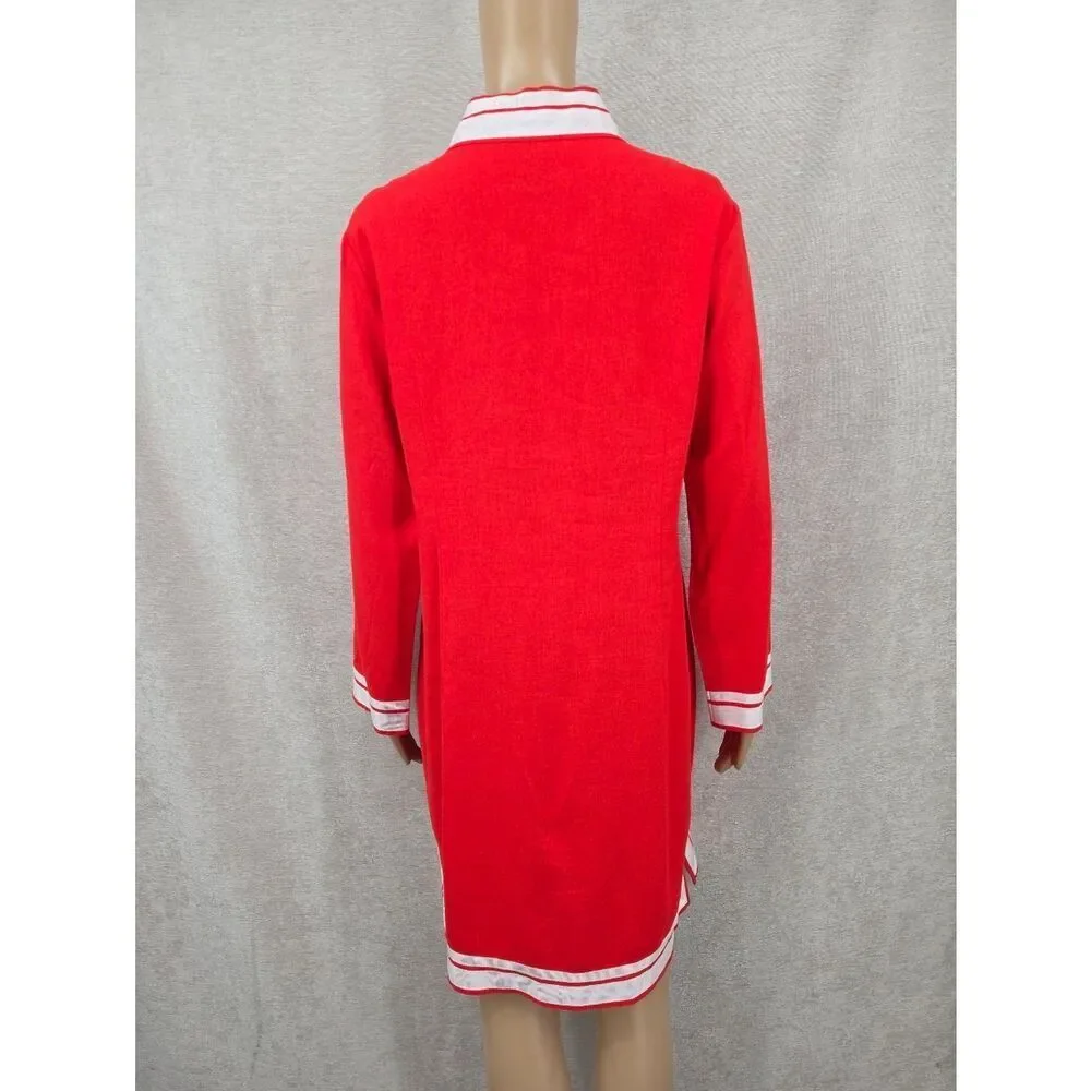 Karen Kane St. Tropez Red Tunic Dress with White Trim